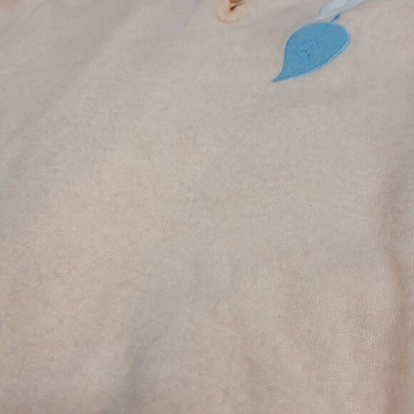 VINTAGE 70s peach top applique leaves mock‎ neck fuzzy sweatshirt S - Picture 6 of 9